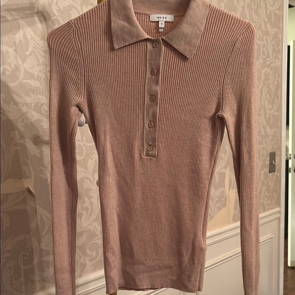 Reiss Women's Ribbed Tan Top